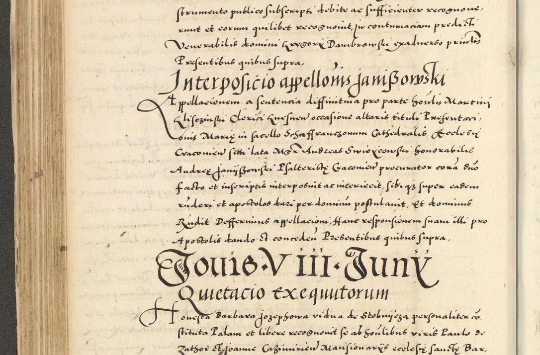 Zdjęcie nr 192 dla obiektu archiwalnego: Acta actorum causarum sententiarum deffinitiuarum, quam interloquutoriarum, decretorum, obligationum, procuratorum etc. coram Reverendo Domino Martino Izbienski de Rusiecz Archidiacono Posnaniensis, custode et in Spiritualibus Vicario generali officiali Cracoviensis, ad Annum Domini Millesimum quingentesimum Sexagesimum Nonum cuius indictio duodecima, Pontus Sanctissimi Pii Papae Quinti Annus quartus foeliciter continuantur