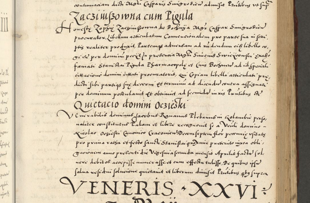 Zdjęcie nr 175 dla obiektu archiwalnego: Acta actorum causarum sententiarum deffinitiuarum, quam interloquutoriarum, decretorum, obligationum, procuratorum etc. coram Reverendo Domino Martino Izbienski de Rusiecz Archidiacono Posnaniensis, custode et in Spiritualibus Vicario generali officiali Cracoviensis, ad Annum Domini Millesimum quingentesimum Sexagesimum Nonum cuius indictio duodecima, Pontus Sanctissimi Pii Papae Quinti Annus quartus foeliciter continuantur