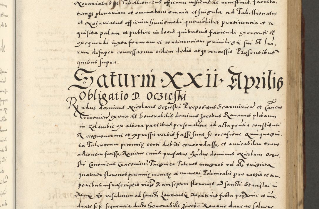 Zdjęcie nr 155 dla obiektu archiwalnego: Acta actorum causarum sententiarum deffinitiuarum, quam interloquutoriarum, decretorum, obligationum, procuratorum etc. coram Reverendo Domino Martino Izbienski de Rusiecz Archidiacono Posnaniensis, custode et in Spiritualibus Vicario generali officiali Cracoviensis, ad Annum Domini Millesimum quingentesimum Sexagesimum Nonum cuius indictio duodecima, Pontus Sanctissimi Pii Papae Quinti Annus quartus foeliciter continuantur