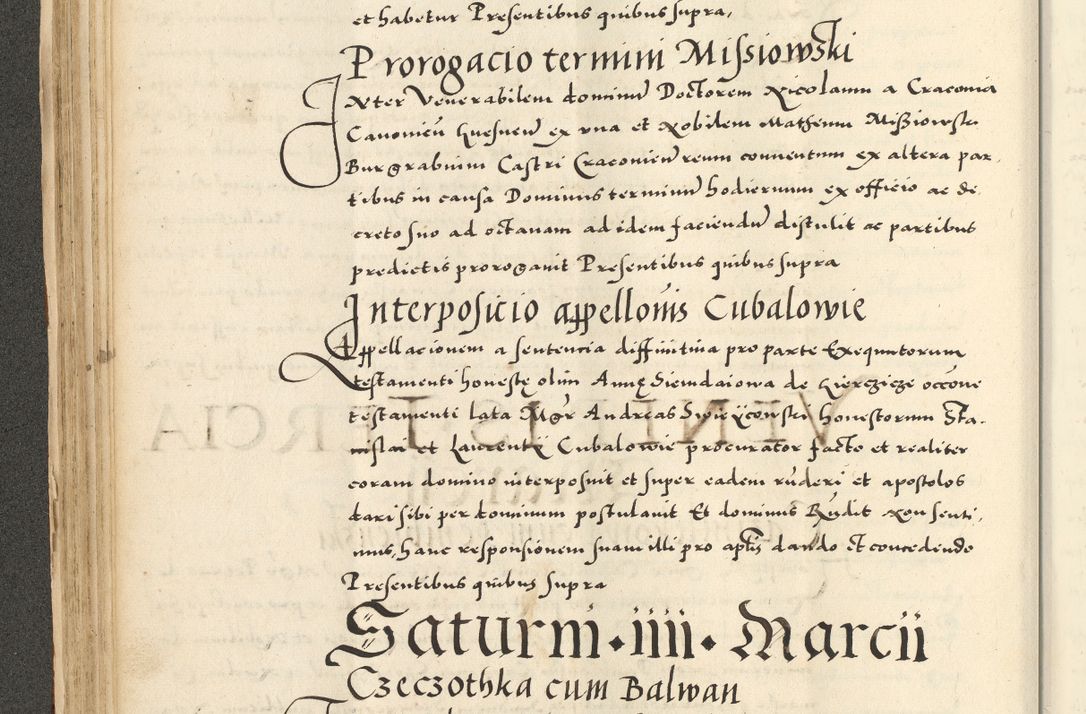 Zdjęcie nr 108 dla obiektu archiwalnego: Acta actorum causarum sententiarum deffinitiuarum, quam interloquutoriarum, decretorum, obligationum, procuratorum etc. coram Reverendo Domino Martino Izbienski de Rusiecz Archidiacono Posnaniensis, custode et in Spiritualibus Vicario generali officiali Cracoviensis, ad Annum Domini Millesimum quingentesimum Sexagesimum Nonum cuius indictio duodecima, Pontus Sanctissimi Pii Papae Quinti Annus quartus foeliciter continuantur
