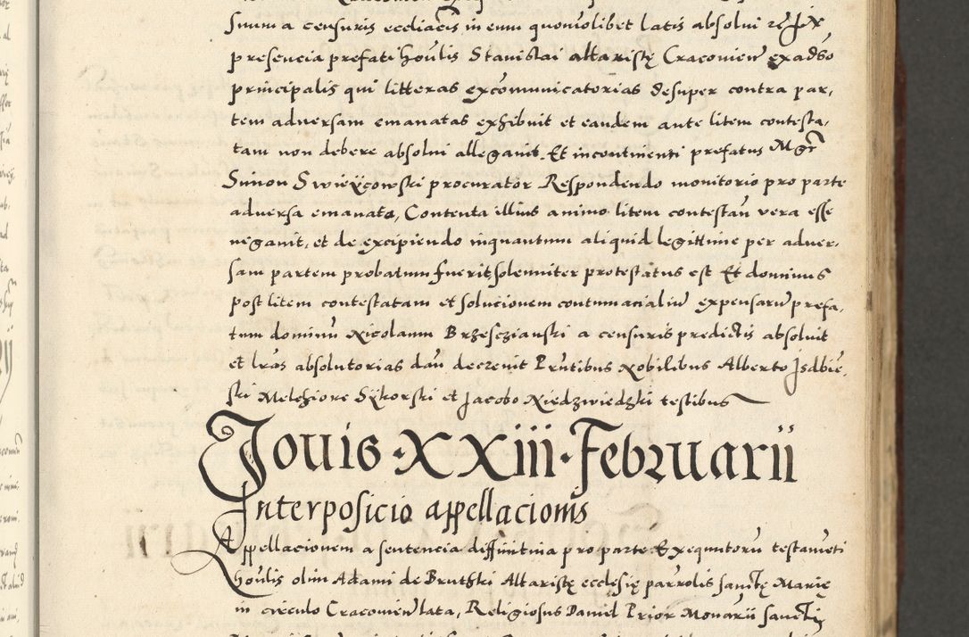 Zdjęcie nr 89 dla obiektu archiwalnego: Acta actorum causarum sententiarum deffinitiuarum, quam interloquutoriarum, decretorum, obligationum, procuratorum etc. coram Reverendo Domino Martino Izbienski de Rusiecz Archidiacono Posnaniensis, custode et in Spiritualibus Vicario generali officiali Cracoviensis, ad Annum Domini Millesimum quingentesimum Sexagesimum Nonum cuius indictio duodecima, Pontus Sanctissimi Pii Papae Quinti Annus quartus foeliciter continuantur