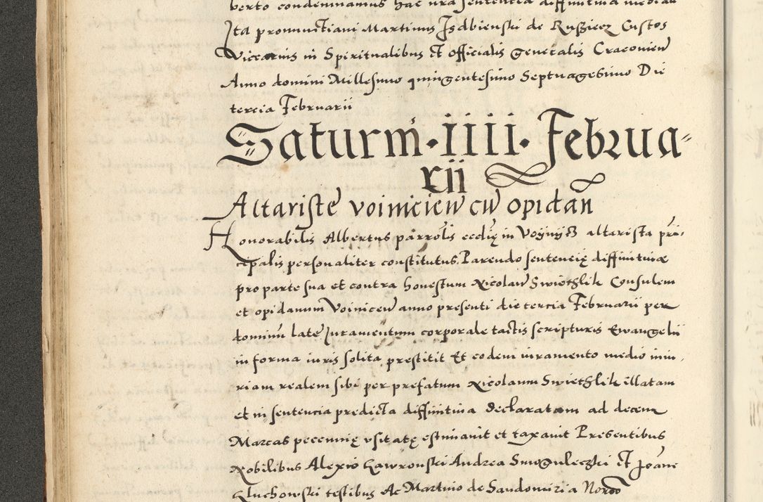 Zdjęcie nr 72 dla obiektu archiwalnego: Acta actorum causarum sententiarum deffinitiuarum, quam interloquutoriarum, decretorum, obligationum, procuratorum etc. coram Reverendo Domino Martino Izbienski de Rusiecz Archidiacono Posnaniensis, custode et in Spiritualibus Vicario generali officiali Cracoviensis, ad Annum Domini Millesimum quingentesimum Sexagesimum Nonum cuius indictio duodecima, Pontus Sanctissimi Pii Papae Quinti Annus quartus foeliciter continuantur