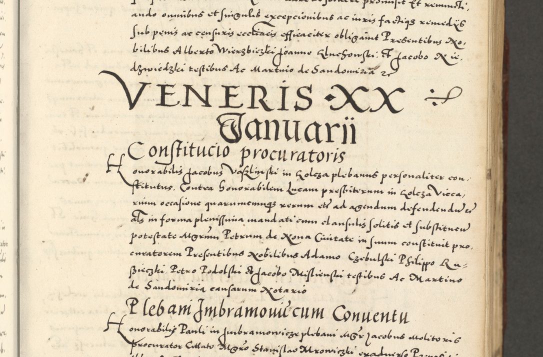 Zdjęcie nr 57 dla obiektu archiwalnego: Acta actorum causarum sententiarum deffinitiuarum, quam interloquutoriarum, decretorum, obligationum, procuratorum etc. coram Reverendo Domino Martino Izbienski de Rusiecz Archidiacono Posnaniensis, custode et in Spiritualibus Vicario generali officiali Cracoviensis, ad Annum Domini Millesimum quingentesimum Sexagesimum Nonum cuius indictio duodecima, Pontus Sanctissimi Pii Papae Quinti Annus quartus foeliciter continuantur