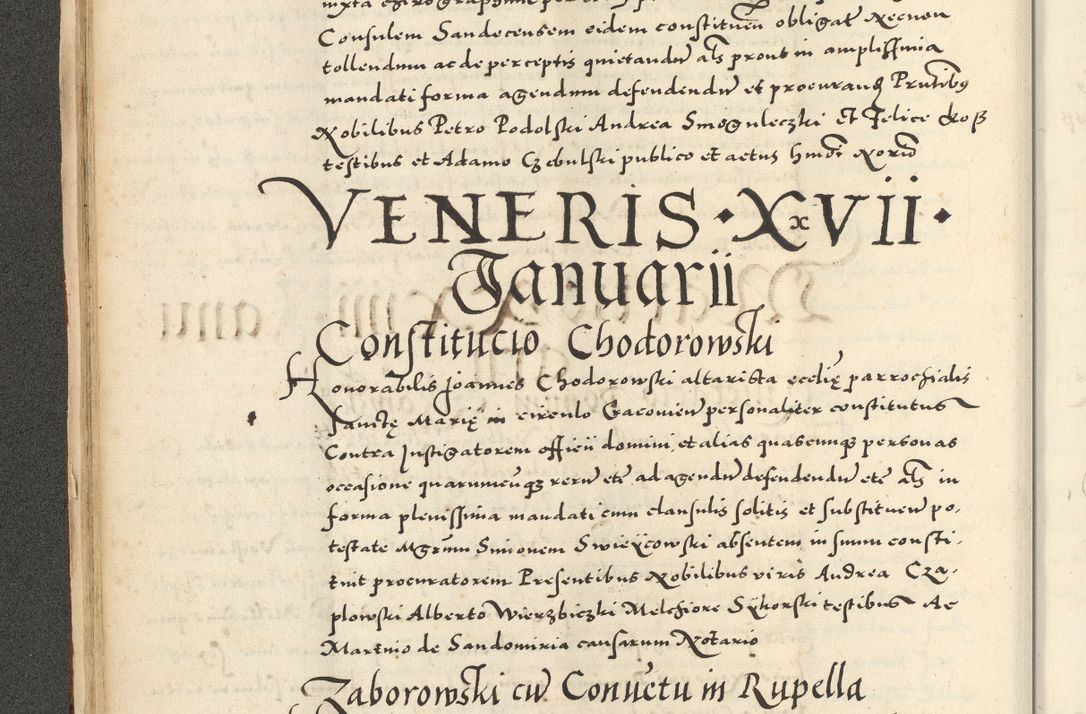 Zdjęcie nr 62 dla obiektu archiwalnego: Acta actorum causarum sententiarum deffinitiuarum, quam interloquutoriarum, decretorum, obligationum, procuratorum etc. coram Reverendo Domino Martino Izbienski de Rusiecz Archidiacono Posnaniensis, custode et in Spiritualibus Vicario generali officiali Cracoviensis, ad Annum Domini Millesimum quingentesimum Sexagesimum Nonum cuius indictio duodecima, Pontus Sanctissimi Pii Papae Quinti Annus quartus foeliciter continuantur