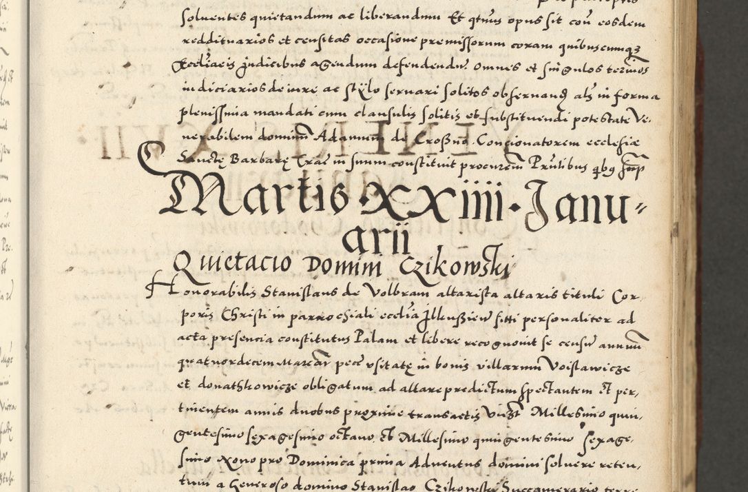 Zdjęcie nr 61 dla obiektu archiwalnego: Acta actorum causarum sententiarum deffinitiuarum, quam interloquutoriarum, decretorum, obligationum, procuratorum etc. coram Reverendo Domino Martino Izbienski de Rusiecz Archidiacono Posnaniensis, custode et in Spiritualibus Vicario generali officiali Cracoviensis, ad Annum Domini Millesimum quingentesimum Sexagesimum Nonum cuius indictio duodecima, Pontus Sanctissimi Pii Papae Quinti Annus quartus foeliciter continuantur