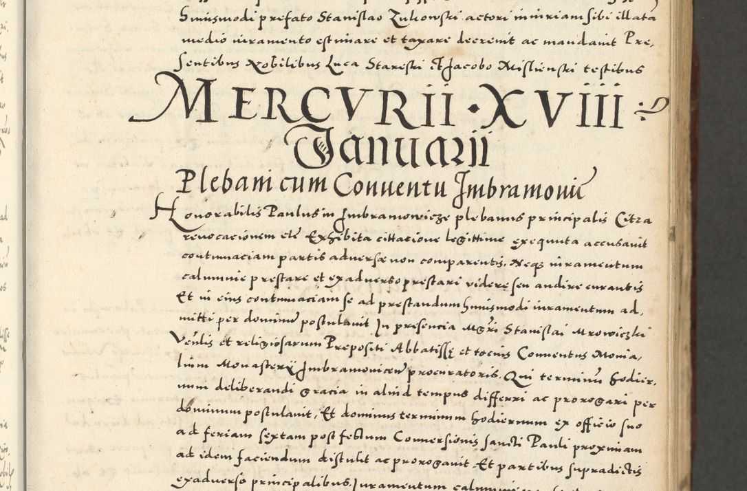 Zdjęcie nr 55 dla obiektu archiwalnego: Acta actorum causarum sententiarum deffinitiuarum, quam interloquutoriarum, decretorum, obligationum, procuratorum etc. coram Reverendo Domino Martino Izbienski de Rusiecz Archidiacono Posnaniensis, custode et in Spiritualibus Vicario generali officiali Cracoviensis, ad Annum Domini Millesimum quingentesimum Sexagesimum Nonum cuius indictio duodecima, Pontus Sanctissimi Pii Papae Quinti Annus quartus foeliciter continuantur