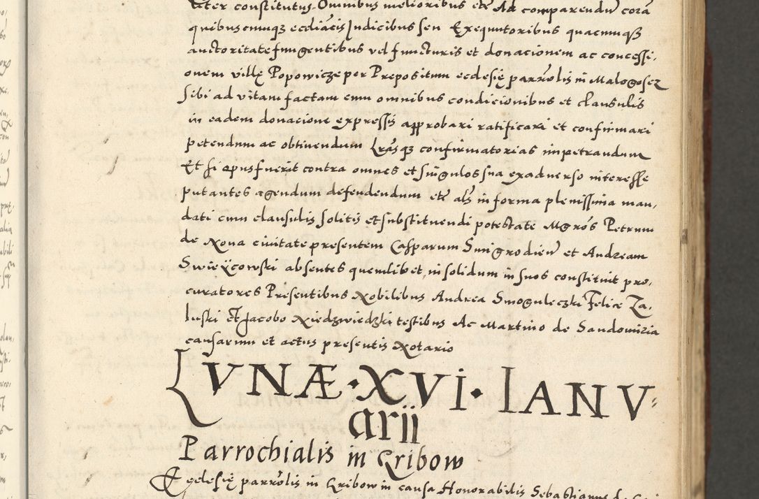 Zdjęcie nr 53 dla obiektu archiwalnego: Acta actorum causarum sententiarum deffinitiuarum, quam interloquutoriarum, decretorum, obligationum, procuratorum etc. coram Reverendo Domino Martino Izbienski de Rusiecz Archidiacono Posnaniensis, custode et in Spiritualibus Vicario generali officiali Cracoviensis, ad Annum Domini Millesimum quingentesimum Sexagesimum Nonum cuius indictio duodecima, Pontus Sanctissimi Pii Papae Quinti Annus quartus foeliciter continuantur
