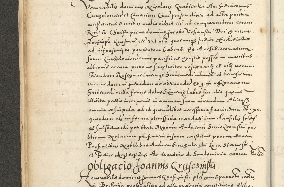 Zdjęcie nr 46 dla obiektu archiwalnego: Acta actorum causarum sententiarum deffinitiuarum, quam interloquutoriarum, decretorum, obligationum, procuratorum etc. coram Reverendo Domino Martino Izbienski de Rusiecz Archidiacono Posnaniensis, custode et in Spiritualibus Vicario generali officiali Cracoviensis, ad Annum Domini Millesimum quingentesimum Sexagesimum Nonum cuius indictio duodecima, Pontus Sanctissimi Pii Papae Quinti Annus quartus foeliciter continuantur