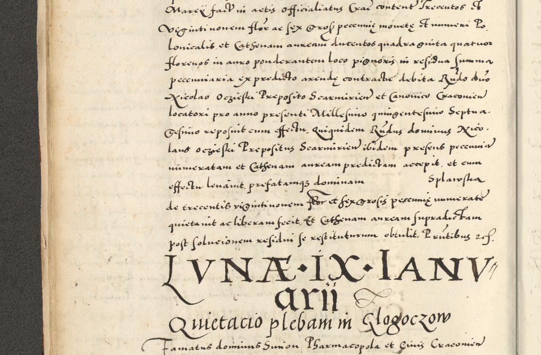 Zdjęcie nr 40 dla obiektu archiwalnego: Acta actorum causarum sententiarum deffinitiuarum, quam interloquutoriarum, decretorum, obligationum, procuratorum etc. coram Reverendo Domino Martino Izbienski de Rusiecz Archidiacono Posnaniensis, custode et in Spiritualibus Vicario generali officiali Cracoviensis, ad Annum Domini Millesimum quingentesimum Sexagesimum Nonum cuius indictio duodecima, Pontus Sanctissimi Pii Papae Quinti Annus quartus foeliciter continuantur
