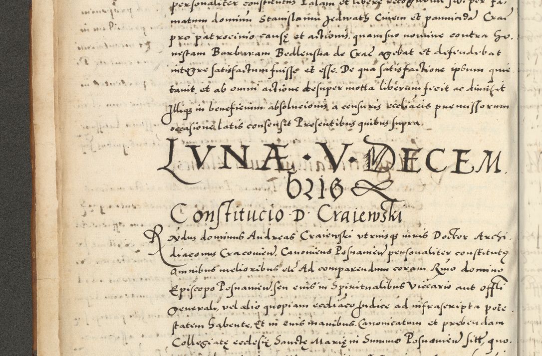 Zdjęcie nr 16 dla obiektu archiwalnego: Acta actorum causarum sententiarum deffinitiuarum, quam interloquutoriarum, decretorum, obligationum, procuratorum etc. coram Reverendo Domino Martino Izbienski de Rusiecz Archidiacono Posnaniensis, custode et in Spiritualibus Vicario generali officiali Cracoviensis, ad Annum Domini Millesimum quingentesimum Sexagesimum Nonum cuius indictio duodecima, Pontus Sanctissimi Pii Papae Quinti Annus quartus foeliciter continuantur