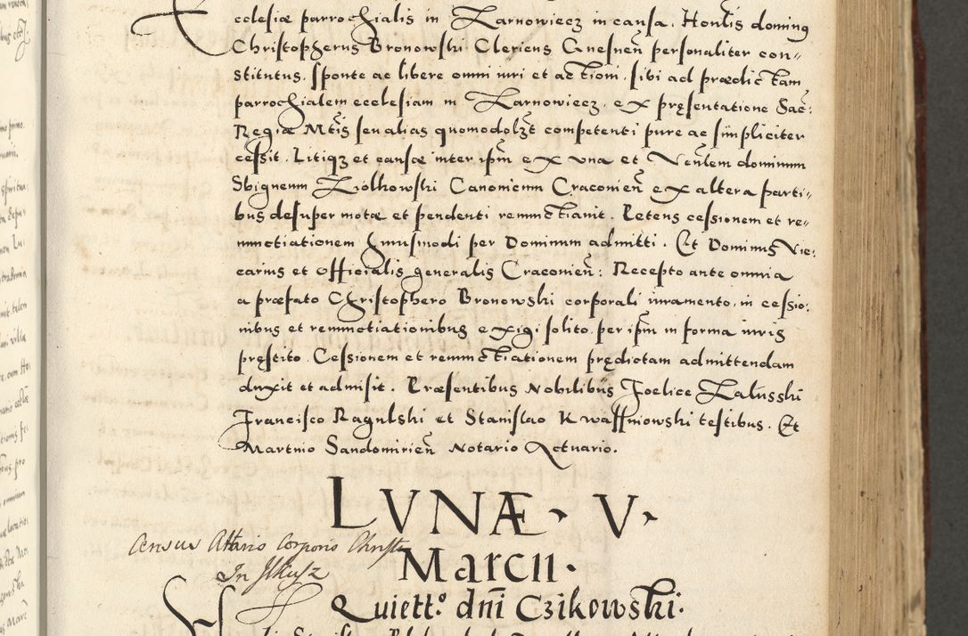Zdjęcie nr 399 dla obiektu archiwalnego: Acta actorum causarum sententiarum deffinitiuarum, quam interloquutoriarum, decretorum, obligationum, procuratorum etc. coram Reverendo Domino Martino Izbienski de Rusiecz Archidiacono Posnaniensis, custode et in Spiritualibus Vicario generali officiali Cracoviensis, ad Annum Domini Millesimum quingentesimum Sexagesimum Nonum cuius indictio duodecima, Pontus Sanctissimi Pii Papae Quinti Annus quartus foeliciter continuantur