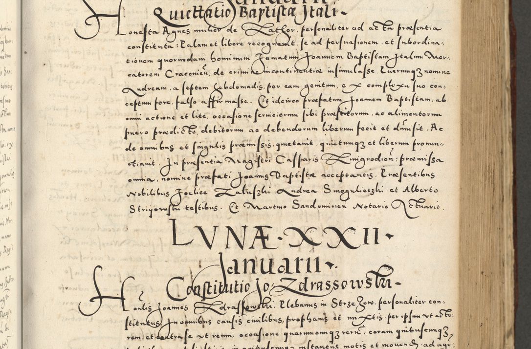 Zdjęcie nr 353 dla obiektu archiwalnego: Acta actorum causarum sententiarum deffinitiuarum, quam interloquutoriarum, decretorum, obligationum, procuratorum etc. coram Reverendo Domino Martino Izbienski de Rusiecz Archidiacono Posnaniensis, custode et in Spiritualibus Vicario generali officiali Cracoviensis, ad Annum Domini Millesimum quingentesimum Sexagesimum Nonum cuius indictio duodecima, Pontus Sanctissimi Pii Papae Quinti Annus quartus foeliciter continuantur