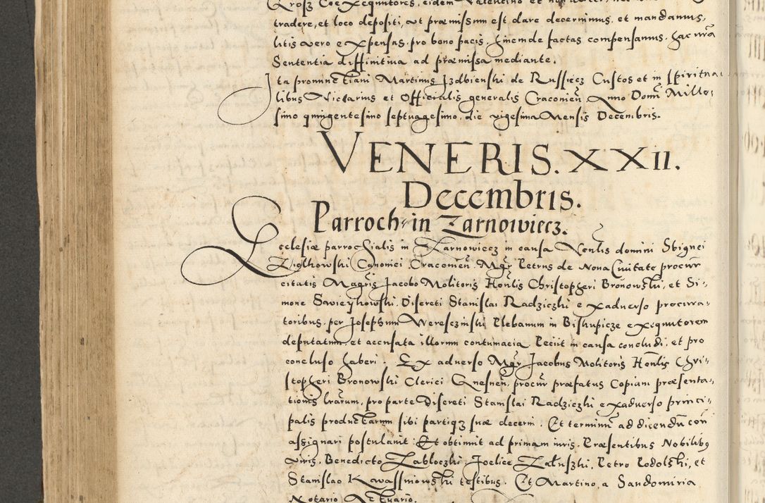 Zdjęcie nr 338 dla obiektu archiwalnego: Acta actorum causarum sententiarum deffinitiuarum, quam interloquutoriarum, decretorum, obligationum, procuratorum etc. coram Reverendo Domino Martino Izbienski de Rusiecz Archidiacono Posnaniensis, custode et in Spiritualibus Vicario generali officiali Cracoviensis, ad Annum Domini Millesimum quingentesimum Sexagesimum Nonum cuius indictio duodecima, Pontus Sanctissimi Pii Papae Quinti Annus quartus foeliciter continuantur
