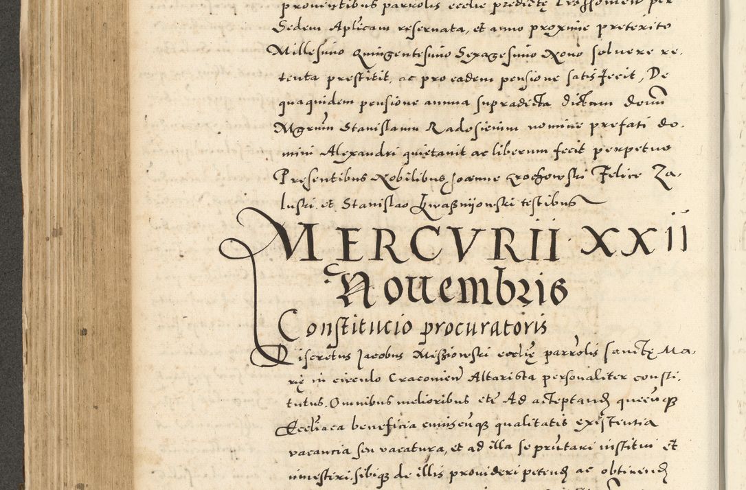 Zdjęcie nr 320 dla obiektu archiwalnego: Acta actorum causarum sententiarum deffinitiuarum, quam interloquutoriarum, decretorum, obligationum, procuratorum etc. coram Reverendo Domino Martino Izbienski de Rusiecz Archidiacono Posnaniensis, custode et in Spiritualibus Vicario generali officiali Cracoviensis, ad Annum Domini Millesimum quingentesimum Sexagesimum Nonum cuius indictio duodecima, Pontus Sanctissimi Pii Papae Quinti Annus quartus foeliciter continuantur