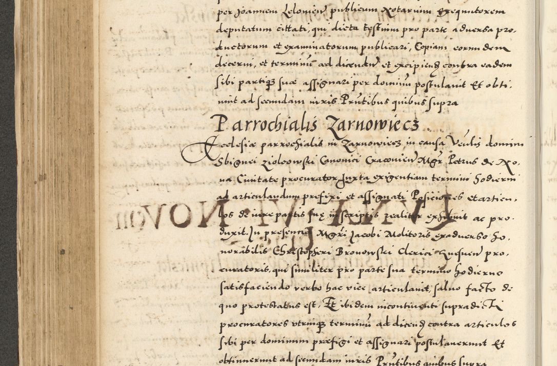Zdjęcie nr 308 dla obiektu archiwalnego: Acta actorum causarum sententiarum deffinitiuarum, quam interloquutoriarum, decretorum, obligationum, procuratorum etc. coram Reverendo Domino Martino Izbienski de Rusiecz Archidiacono Posnaniensis, custode et in Spiritualibus Vicario generali officiali Cracoviensis, ad Annum Domini Millesimum quingentesimum Sexagesimum Nonum cuius indictio duodecima, Pontus Sanctissimi Pii Papae Quinti Annus quartus foeliciter continuantur