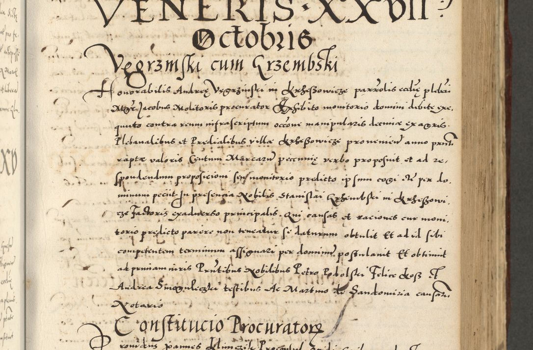 Zdjęcie nr 297 dla obiektu archiwalnego: Acta actorum causarum sententiarum deffinitiuarum, quam interloquutoriarum, decretorum, obligationum, procuratorum etc. coram Reverendo Domino Martino Izbienski de Rusiecz Archidiacono Posnaniensis, custode et in Spiritualibus Vicario generali officiali Cracoviensis, ad Annum Domini Millesimum quingentesimum Sexagesimum Nonum cuius indictio duodecima, Pontus Sanctissimi Pii Papae Quinti Annus quartus foeliciter continuantur