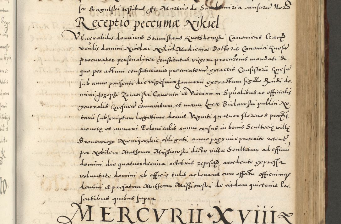 Zdjęcie nr 287 dla obiektu archiwalnego: Acta actorum causarum sententiarum deffinitiuarum, quam interloquutoriarum, decretorum, obligationum, procuratorum etc. coram Reverendo Domino Martino Izbienski de Rusiecz Archidiacono Posnaniensis, custode et in Spiritualibus Vicario generali officiali Cracoviensis, ad Annum Domini Millesimum quingentesimum Sexagesimum Nonum cuius indictio duodecima, Pontus Sanctissimi Pii Papae Quinti Annus quartus foeliciter continuantur