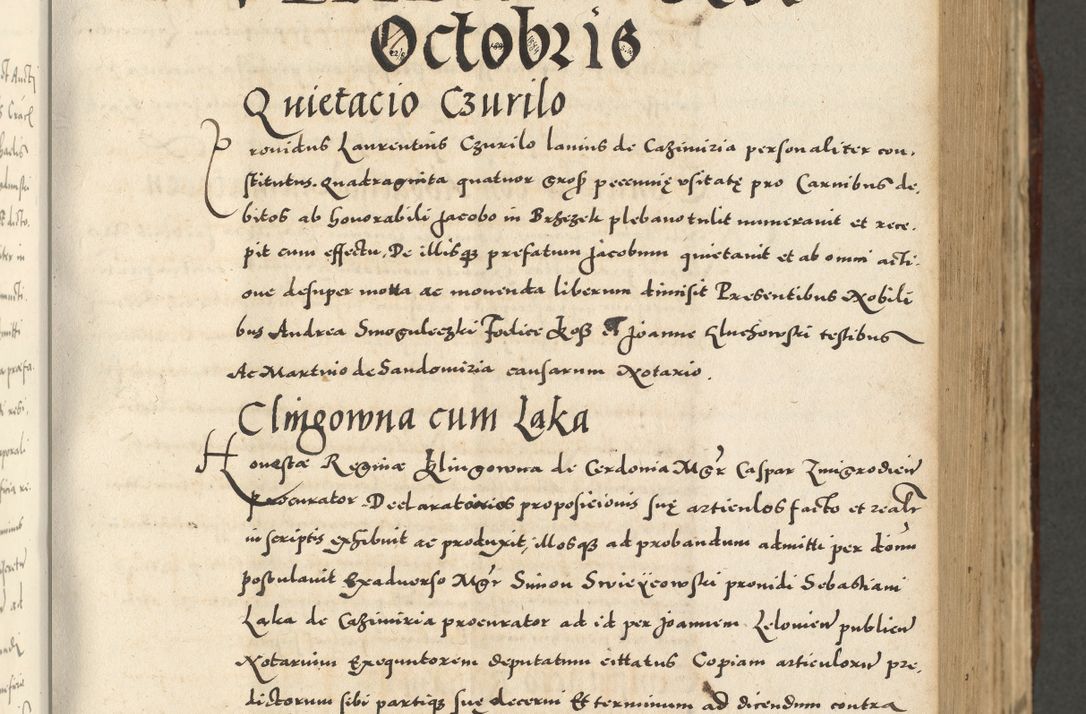 Zdjęcie nr 289 dla obiektu archiwalnego: Acta actorum causarum sententiarum deffinitiuarum, quam interloquutoriarum, decretorum, obligationum, procuratorum etc. coram Reverendo Domino Martino Izbienski de Rusiecz Archidiacono Posnaniensis, custode et in Spiritualibus Vicario generali officiali Cracoviensis, ad Annum Domini Millesimum quingentesimum Sexagesimum Nonum cuius indictio duodecima, Pontus Sanctissimi Pii Papae Quinti Annus quartus foeliciter continuantur