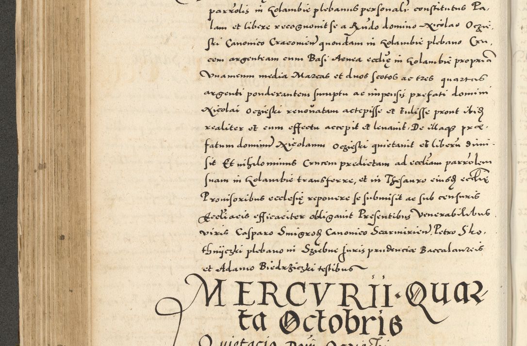 Zdjęcie nr 276 dla obiektu archiwalnego: Acta actorum causarum sententiarum deffinitiuarum, quam interloquutoriarum, decretorum, obligationum, procuratorum etc. coram Reverendo Domino Martino Izbienski de Rusiecz Archidiacono Posnaniensis, custode et in Spiritualibus Vicario generali officiali Cracoviensis, ad Annum Domini Millesimum quingentesimum Sexagesimum Nonum cuius indictio duodecima, Pontus Sanctissimi Pii Papae Quinti Annus quartus foeliciter continuantur