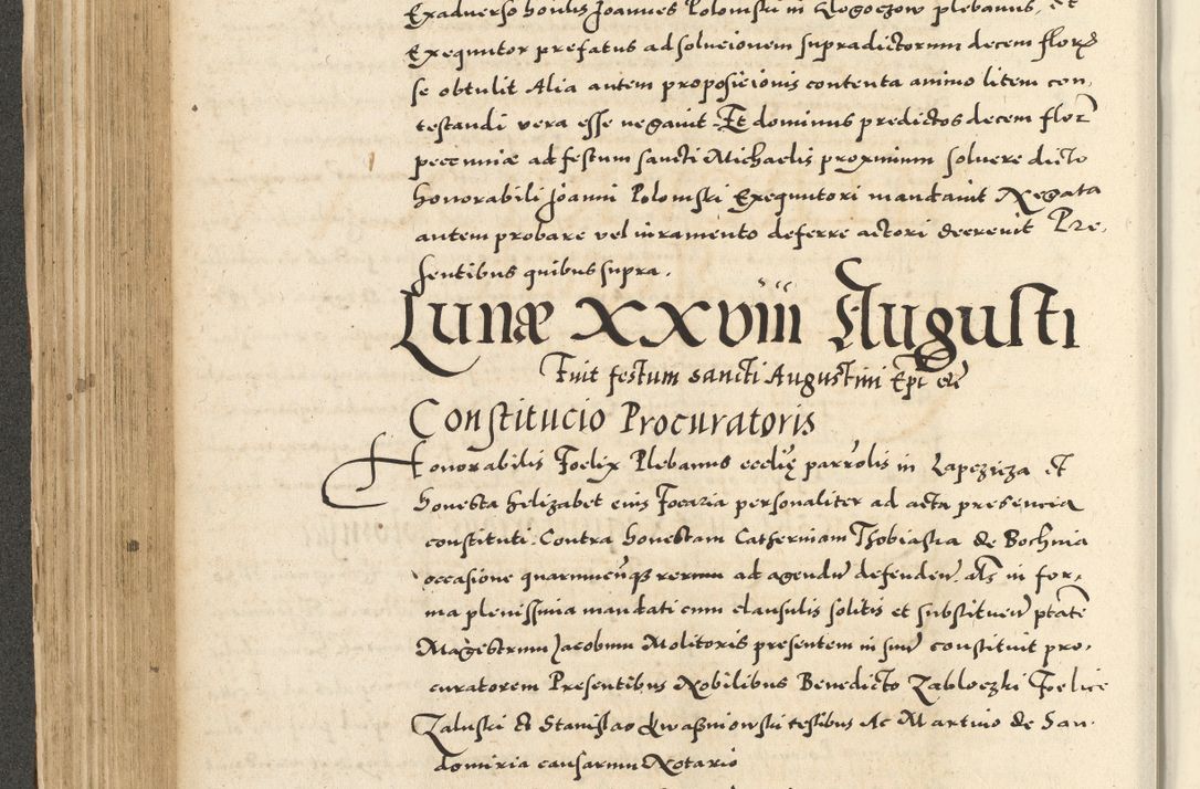 Zdjęcie nr 252 dla obiektu archiwalnego: Acta actorum causarum sententiarum deffinitiuarum, quam interloquutoriarum, decretorum, obligationum, procuratorum etc. coram Reverendo Domino Martino Izbienski de Rusiecz Archidiacono Posnaniensis, custode et in Spiritualibus Vicario generali officiali Cracoviensis, ad Annum Domini Millesimum quingentesimum Sexagesimum Nonum cuius indictio duodecima, Pontus Sanctissimi Pii Papae Quinti Annus quartus foeliciter continuantur