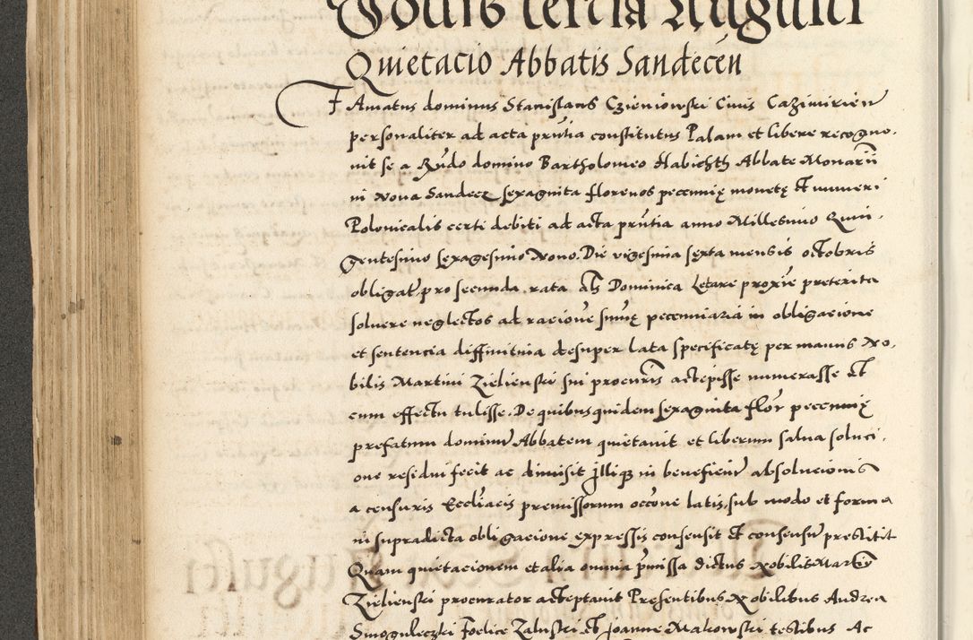 Zdjęcie nr 230 dla obiektu archiwalnego: Acta actorum causarum sententiarum deffinitiuarum, quam interloquutoriarum, decretorum, obligationum, procuratorum etc. coram Reverendo Domino Martino Izbienski de Rusiecz Archidiacono Posnaniensis, custode et in Spiritualibus Vicario generali officiali Cracoviensis, ad Annum Domini Millesimum quingentesimum Sexagesimum Nonum cuius indictio duodecima, Pontus Sanctissimi Pii Papae Quinti Annus quartus foeliciter continuantur