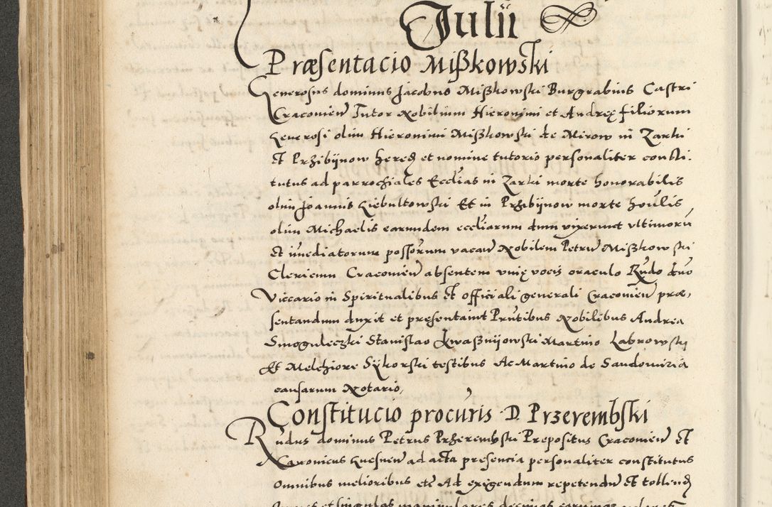 Zdjęcie nr 214 dla obiektu archiwalnego: Acta actorum causarum sententiarum deffinitiuarum, quam interloquutoriarum, decretorum, obligationum, procuratorum etc. coram Reverendo Domino Martino Izbienski de Rusiecz Archidiacono Posnaniensis, custode et in Spiritualibus Vicario generali officiali Cracoviensis, ad Annum Domini Millesimum quingentesimum Sexagesimum Nonum cuius indictio duodecima, Pontus Sanctissimi Pii Papae Quinti Annus quartus foeliciter continuantur