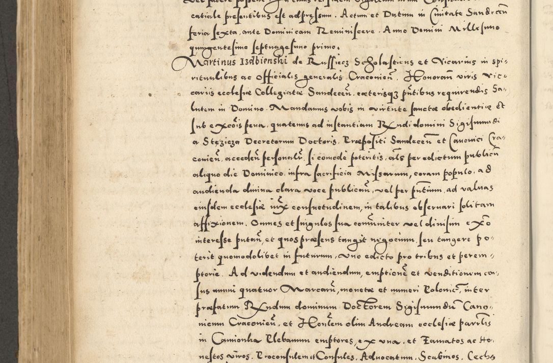Zdjęcie nr 600 dla obiektu archiwalnego: Acta actorum causarum sententiarum deffinitiuarum, quam interloquutoriarum, decretorum, obligationum, procuratorum etc. coram Reverendo Domino Martino Izbienski de Rusiecz Archidiacono Posnaniensis, custode et in Spiritualibus Vicario generali officiali Cracoviensis, ad Annum Domini Millesimum quingentesimum Sexagesimum Nonum cuius indictio duodecima, Pontus Sanctissimi Pii Papae Quinti Annus quartus foeliciter continuantur