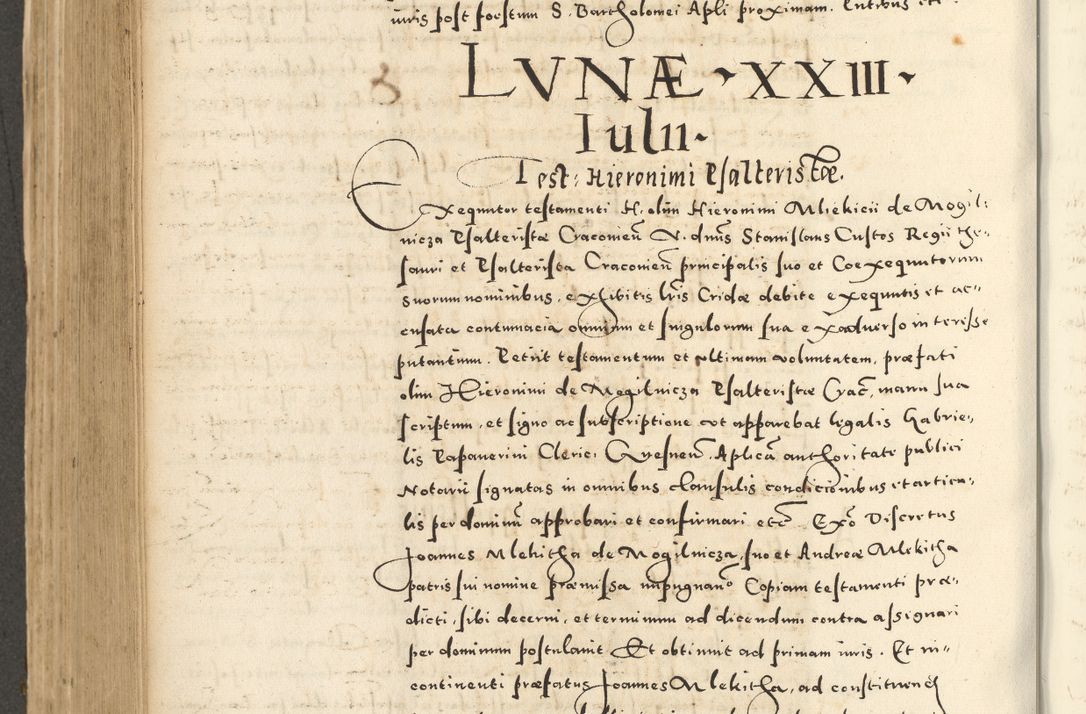 Zdjęcie nr 574 dla obiektu archiwalnego: Acta actorum causarum sententiarum deffinitiuarum, quam interloquutoriarum, decretorum, obligationum, procuratorum etc. coram Reverendo Domino Martino Izbienski de Rusiecz Archidiacono Posnaniensis, custode et in Spiritualibus Vicario generali officiali Cracoviensis, ad Annum Domini Millesimum quingentesimum Sexagesimum Nonum cuius indictio duodecima, Pontus Sanctissimi Pii Papae Quinti Annus quartus foeliciter continuantur