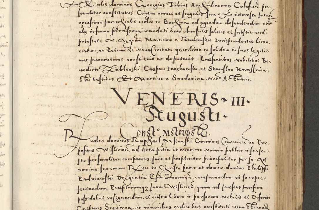 Zdjęcie nr 577 dla obiektu archiwalnego: Acta actorum causarum sententiarum deffinitiuarum, quam interloquutoriarum, decretorum, obligationum, procuratorum etc. coram Reverendo Domino Martino Izbienski de Rusiecz Archidiacono Posnaniensis, custode et in Spiritualibus Vicario generali officiali Cracoviensis, ad Annum Domini Millesimum quingentesimum Sexagesimum Nonum cuius indictio duodecima, Pontus Sanctissimi Pii Papae Quinti Annus quartus foeliciter continuantur