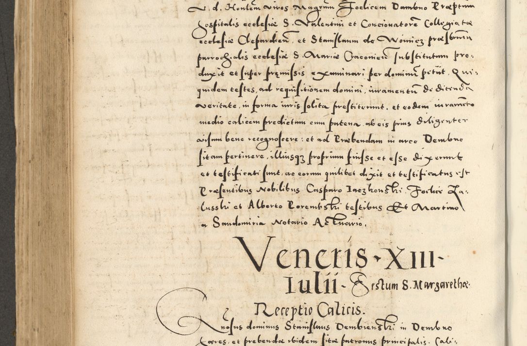 Zdjęcie nr 568 dla obiektu archiwalnego: Acta actorum causarum sententiarum deffinitiuarum, quam interloquutoriarum, decretorum, obligationum, procuratorum etc. coram Reverendo Domino Martino Izbienski de Rusiecz Archidiacono Posnaniensis, custode et in Spiritualibus Vicario generali officiali Cracoviensis, ad Annum Domini Millesimum quingentesimum Sexagesimum Nonum cuius indictio duodecima, Pontus Sanctissimi Pii Papae Quinti Annus quartus foeliciter continuantur