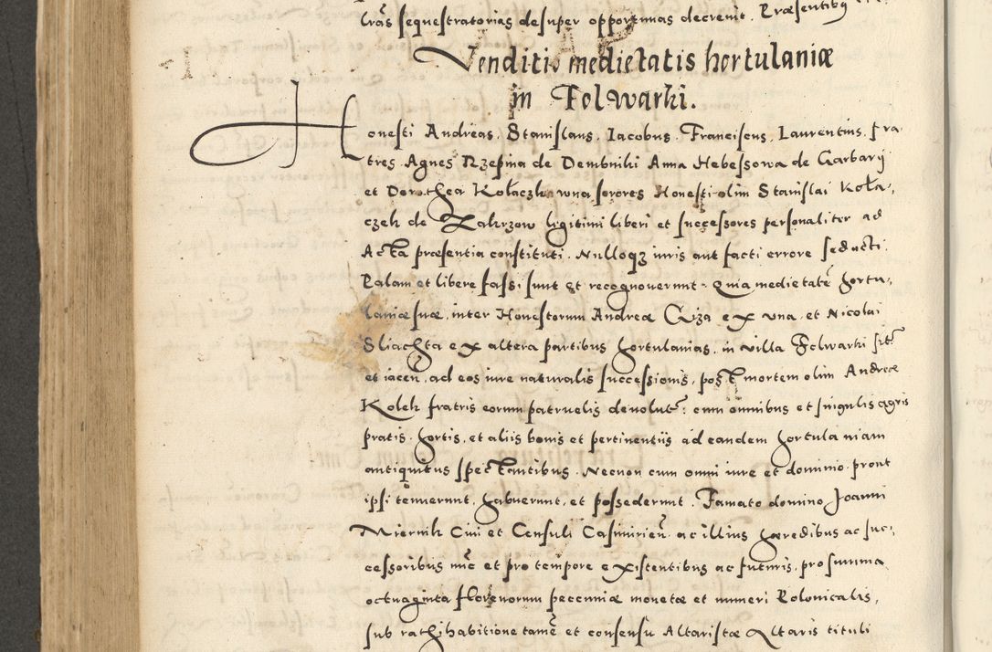 Zdjęcie nr 526 dla obiektu archiwalnego: Acta actorum causarum sententiarum deffinitiuarum, quam interloquutoriarum, decretorum, obligationum, procuratorum etc. coram Reverendo Domino Martino Izbienski de Rusiecz Archidiacono Posnaniensis, custode et in Spiritualibus Vicario generali officiali Cracoviensis, ad Annum Domini Millesimum quingentesimum Sexagesimum Nonum cuius indictio duodecima, Pontus Sanctissimi Pii Papae Quinti Annus quartus foeliciter continuantur