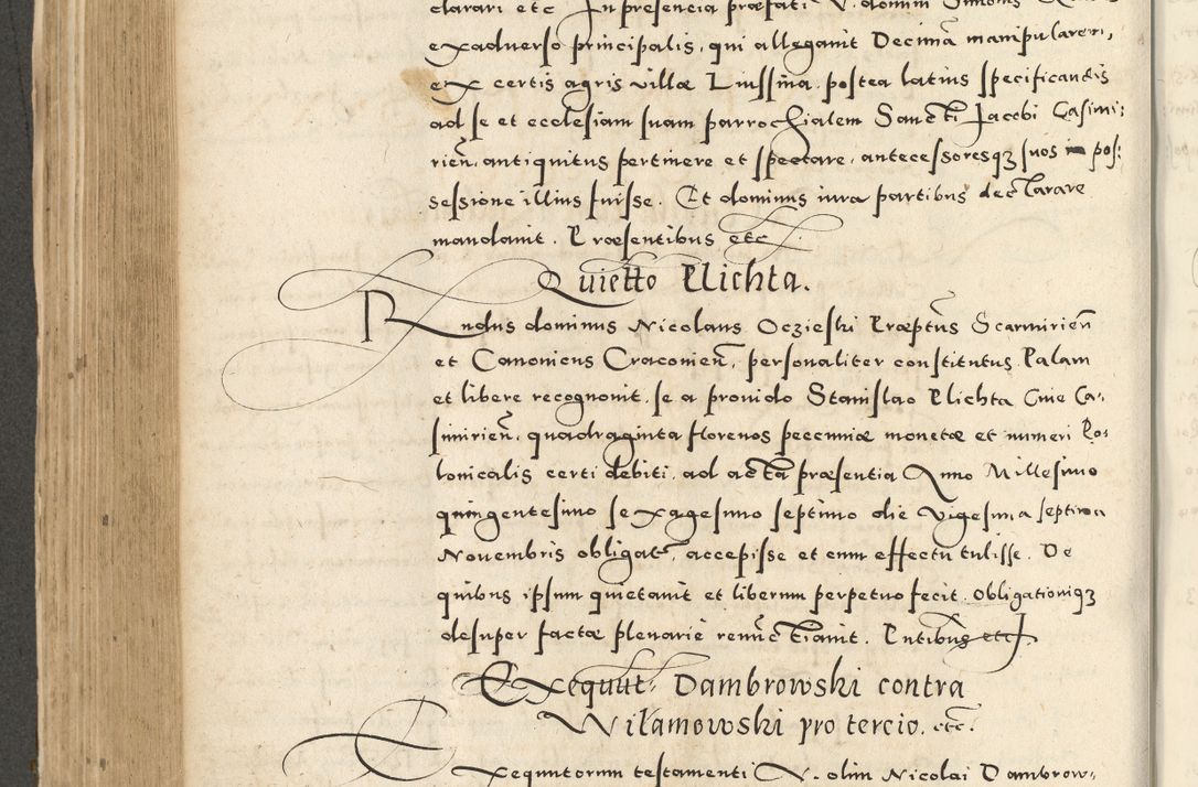 Zdjęcie nr 422 dla obiektu archiwalnego: Acta actorum causarum sententiarum deffinitiuarum, quam interloquutoriarum, decretorum, obligationum, procuratorum etc. coram Reverendo Domino Martino Izbienski de Rusiecz Archidiacono Posnaniensis, custode et in Spiritualibus Vicario generali officiali Cracoviensis, ad Annum Domini Millesimum quingentesimum Sexagesimum Nonum cuius indictio duodecima, Pontus Sanctissimi Pii Papae Quinti Annus quartus foeliciter continuantur