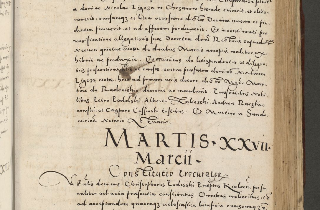 Zdjęcie nr 419 dla obiektu archiwalnego: Acta actorum causarum sententiarum deffinitiuarum, quam interloquutoriarum, decretorum, obligationum, procuratorum etc. coram Reverendo Domino Martino Izbienski de Rusiecz Archidiacono Posnaniensis, custode et in Spiritualibus Vicario generali officiali Cracoviensis, ad Annum Domini Millesimum quingentesimum Sexagesimum Nonum cuius indictio duodecima, Pontus Sanctissimi Pii Papae Quinti Annus quartus foeliciter continuantur