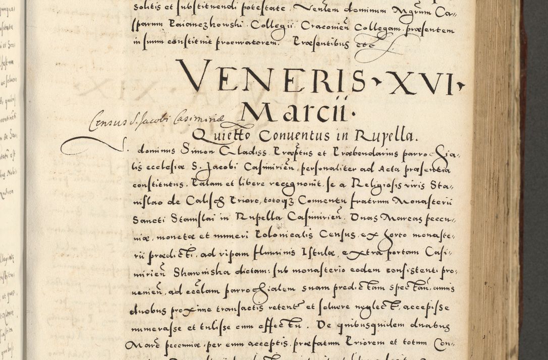 Zdjęcie nr 415 dla obiektu archiwalnego: Acta actorum causarum sententiarum deffinitiuarum, quam interloquutoriarum, decretorum, obligationum, procuratorum etc. coram Reverendo Domino Martino Izbienski de Rusiecz Archidiacono Posnaniensis, custode et in Spiritualibus Vicario generali officiali Cracoviensis, ad Annum Domini Millesimum quingentesimum Sexagesimum Nonum cuius indictio duodecima, Pontus Sanctissimi Pii Papae Quinti Annus quartus foeliciter continuantur