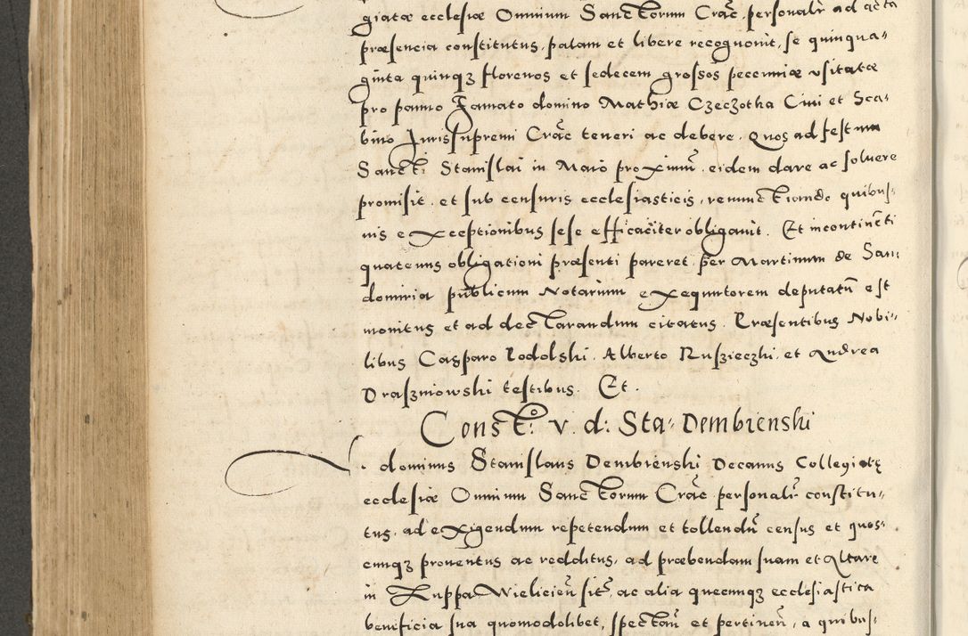 Zdjęcie nr 414 dla obiektu archiwalnego: Acta actorum causarum sententiarum deffinitiuarum, quam interloquutoriarum, decretorum, obligationum, procuratorum etc. coram Reverendo Domino Martino Izbienski de Rusiecz Archidiacono Posnaniensis, custode et in Spiritualibus Vicario generali officiali Cracoviensis, ad Annum Domini Millesimum quingentesimum Sexagesimum Nonum cuius indictio duodecima, Pontus Sanctissimi Pii Papae Quinti Annus quartus foeliciter continuantur