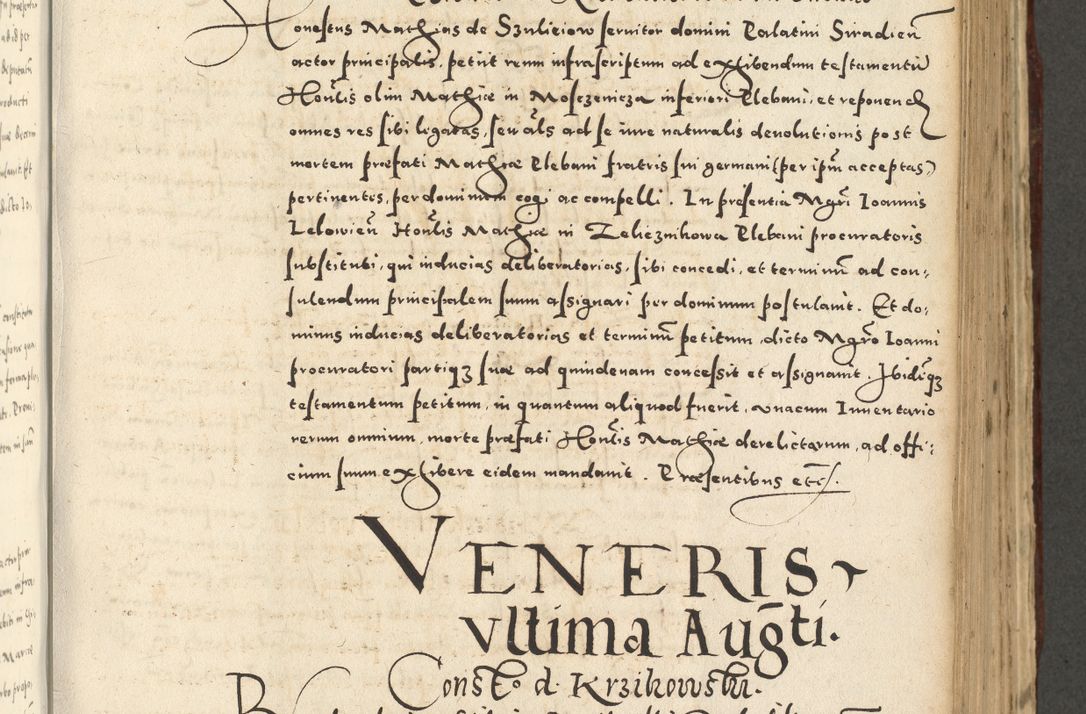 Zdjęcie nr 607 dla obiektu archiwalnego: Acta actorum causarum sententiarum deffinitiuarum, quam interloquutoriarum, decretorum, obligationum, procuratorum etc. coram Reverendo Domino Martino Izbienski de Rusiecz Archidiacono Posnaniensis, custode et in Spiritualibus Vicario generali officiali Cracoviensis, ad Annum Domini Millesimum quingentesimum Sexagesimum Nonum cuius indictio duodecima, Pontus Sanctissimi Pii Papae Quinti Annus quartus foeliciter continuantur