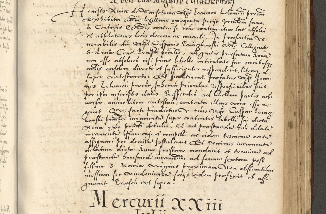Zdjęcie nr 799 dla obiektu archiwalnego: Acta actorum causarum sententiarum deffinitiuarum, quam interloquutoriarum, decretorum, obligationum, procuratorum etc. coram Reverendo Domino Martino Izbienski de Rusiecz Archidiacono Posnaniensis, custode et in Spiritualibus Vicario generali officiali Cracoviensis, ad Annum Domini Millesimum quingentesimum Sexagesimum Nonum cuius indictio duodecima, Pontus Sanctissimi Pii Papae Quinti Annus quartus foeliciter continuantur
