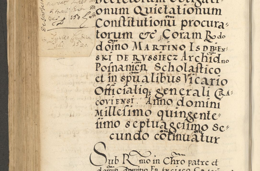 Zdjęcie nr 796 dla obiektu archiwalnego: Acta actorum causarum sententiarum deffinitiuarum, quam interloquutoriarum, decretorum, obligationum, procuratorum etc. coram Reverendo Domino Martino Izbienski de Rusiecz Archidiacono Posnaniensis, custode et in Spiritualibus Vicario generali officiali Cracoviensis, ad Annum Domini Millesimum quingentesimum Sexagesimum Nonum cuius indictio duodecima, Pontus Sanctissimi Pii Papae Quinti Annus quartus foeliciter continuantur