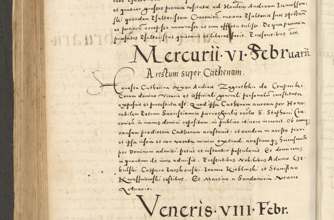 Zdjęcie nr 710 dla obiektu archiwalnego: Acta actorum causarum sententiarum deffinitiuarum, quam interloquutoriarum, decretorum, obligationum, procuratorum etc. coram Reverendo Domino Martino Izbienski de Rusiecz Archidiacono Posnaniensis, custode et in Spiritualibus Vicario generali officiali Cracoviensis, ad Annum Domini Millesimum quingentesimum Sexagesimum Nonum cuius indictio duodecima, Pontus Sanctissimi Pii Papae Quinti Annus quartus foeliciter continuantur