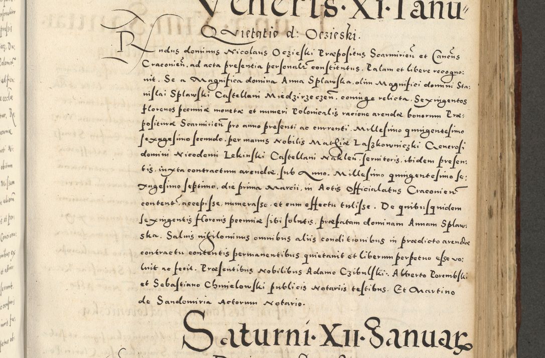 Zdjęcie nr 695 dla obiektu archiwalnego: Acta actorum causarum sententiarum deffinitiuarum, quam interloquutoriarum, decretorum, obligationum, procuratorum etc. coram Reverendo Domino Martino Izbienski de Rusiecz Archidiacono Posnaniensis, custode et in Spiritualibus Vicario generali officiali Cracoviensis, ad Annum Domini Millesimum quingentesimum Sexagesimum Nonum cuius indictio duodecima, Pontus Sanctissimi Pii Papae Quinti Annus quartus foeliciter continuantur