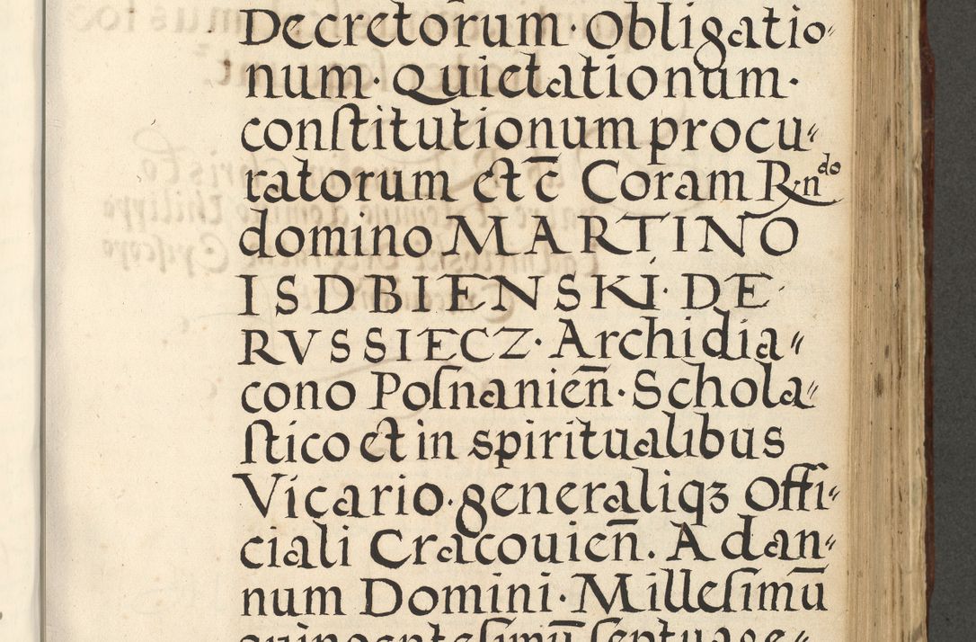 Zdjęcie nr 689 dla obiektu archiwalnego: Acta actorum causarum sententiarum deffinitiuarum, quam interloquutoriarum, decretorum, obligationum, procuratorum etc. coram Reverendo Domino Martino Izbienski de Rusiecz Archidiacono Posnaniensis, custode et in Spiritualibus Vicario generali officiali Cracoviensis, ad Annum Domini Millesimum quingentesimum Sexagesimum Nonum cuius indictio duodecima, Pontus Sanctissimi Pii Papae Quinti Annus quartus foeliciter continuantur
