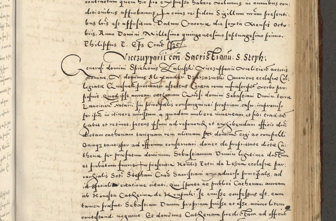 Zdjęcie nr 675 dla obiektu archiwalnego: Acta actorum causarum sententiarum deffinitiuarum, quam interloquutoriarum, decretorum, obligationum, procuratorum etc. coram Reverendo Domino Martino Izbienski de Rusiecz Archidiacono Posnaniensis, custode et in Spiritualibus Vicario generali officiali Cracoviensis, ad Annum Domini Millesimum quingentesimum Sexagesimum Nonum cuius indictio duodecima, Pontus Sanctissimi Pii Papae Quinti Annus quartus foeliciter continuantur