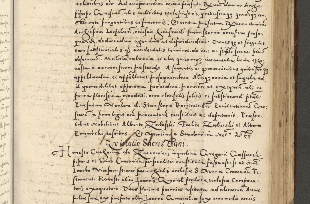 Zdjęcie nr 657 dla obiektu archiwalnego: Acta actorum causarum sententiarum deffinitiuarum, quam interloquutoriarum, decretorum, obligationum, procuratorum etc. coram Reverendo Domino Martino Izbienski de Rusiecz Archidiacono Posnaniensis, custode et in Spiritualibus Vicario generali officiali Cracoviensis, ad Annum Domini Millesimum quingentesimum Sexagesimum Nonum cuius indictio duodecima, Pontus Sanctissimi Pii Papae Quinti Annus quartus foeliciter continuantur