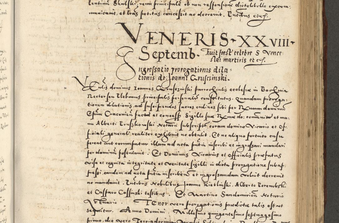 Zdjęcie nr 637 dla obiektu archiwalnego: Acta actorum causarum sententiarum deffinitiuarum, quam interloquutoriarum, decretorum, obligationum, procuratorum etc. coram Reverendo Domino Martino Izbienski de Rusiecz Archidiacono Posnaniensis, custode et in Spiritualibus Vicario generali officiali Cracoviensis, ad Annum Domini Millesimum quingentesimum Sexagesimum Nonum cuius indictio duodecima, Pontus Sanctissimi Pii Papae Quinti Annus quartus foeliciter continuantur