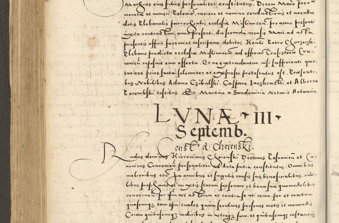 Zdjęcie nr 614 dla obiektu archiwalnego: Acta actorum causarum sententiarum deffinitiuarum, quam interloquutoriarum, decretorum, obligationum, procuratorum etc. coram Reverendo Domino Martino Izbienski de Rusiecz Archidiacono Posnaniensis, custode et in Spiritualibus Vicario generali officiali Cracoviensis, ad Annum Domini Millesimum quingentesimum Sexagesimum Nonum cuius indictio duodecima, Pontus Sanctissimi Pii Papae Quinti Annus quartus foeliciter continuantur