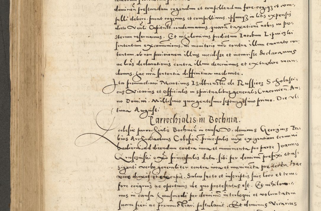 Zdjęcie nr 612 dla obiektu archiwalnego: Acta actorum causarum sententiarum deffinitiuarum, quam interloquutoriarum, decretorum, obligationum, procuratorum etc. coram Reverendo Domino Martino Izbienski de Rusiecz Archidiacono Posnaniensis, custode et in Spiritualibus Vicario generali officiali Cracoviensis, ad Annum Domini Millesimum quingentesimum Sexagesimum Nonum cuius indictio duodecima, Pontus Sanctissimi Pii Papae Quinti Annus quartus foeliciter continuantur