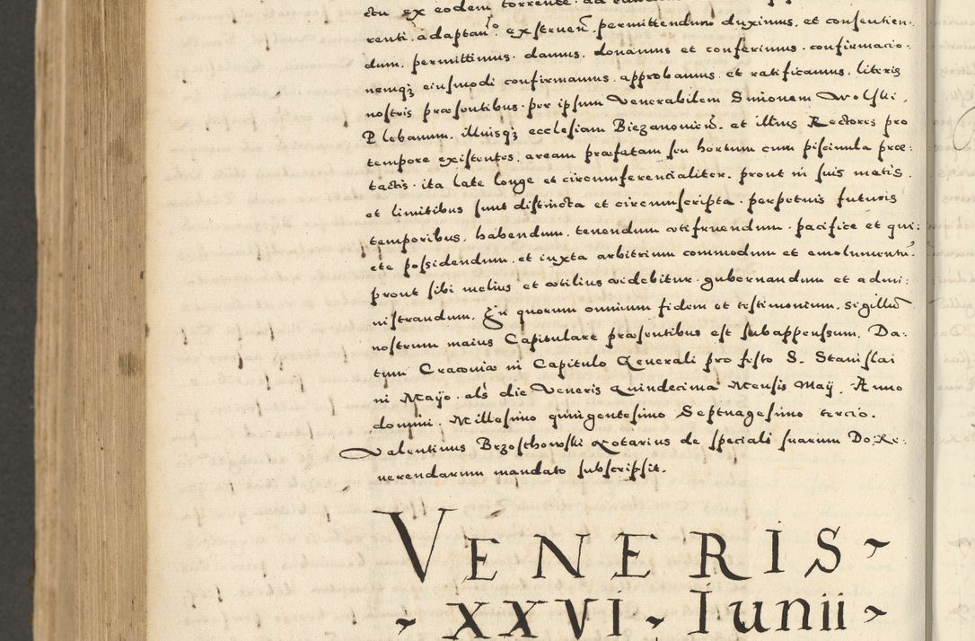 Zdjęcie nr 986 dla obiektu archiwalnego: Acta actorum causarum sententiarum deffinitiuarum, quam interloquutoriarum, decretorum, obligationum, procuratorum etc. coram Reverendo Domino Martino Izbienski de Rusiecz Archidiacono Posnaniensis, custode et in Spiritualibus Vicario generali officiali Cracoviensis, ad Annum Domini Millesimum quingentesimum Sexagesimum Nonum cuius indictio duodecima, Pontus Sanctissimi Pii Papae Quinti Annus quartus foeliciter continuantur