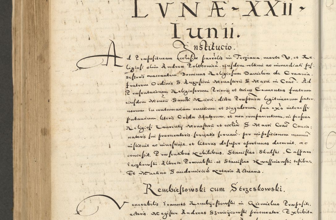 Zdjęcie nr 982 dla obiektu archiwalnego: Acta actorum causarum sententiarum deffinitiuarum, quam interloquutoriarum, decretorum, obligationum, procuratorum etc. coram Reverendo Domino Martino Izbienski de Rusiecz Archidiacono Posnaniensis, custode et in Spiritualibus Vicario generali officiali Cracoviensis, ad Annum Domini Millesimum quingentesimum Sexagesimum Nonum cuius indictio duodecima, Pontus Sanctissimi Pii Papae Quinti Annus quartus foeliciter continuantur