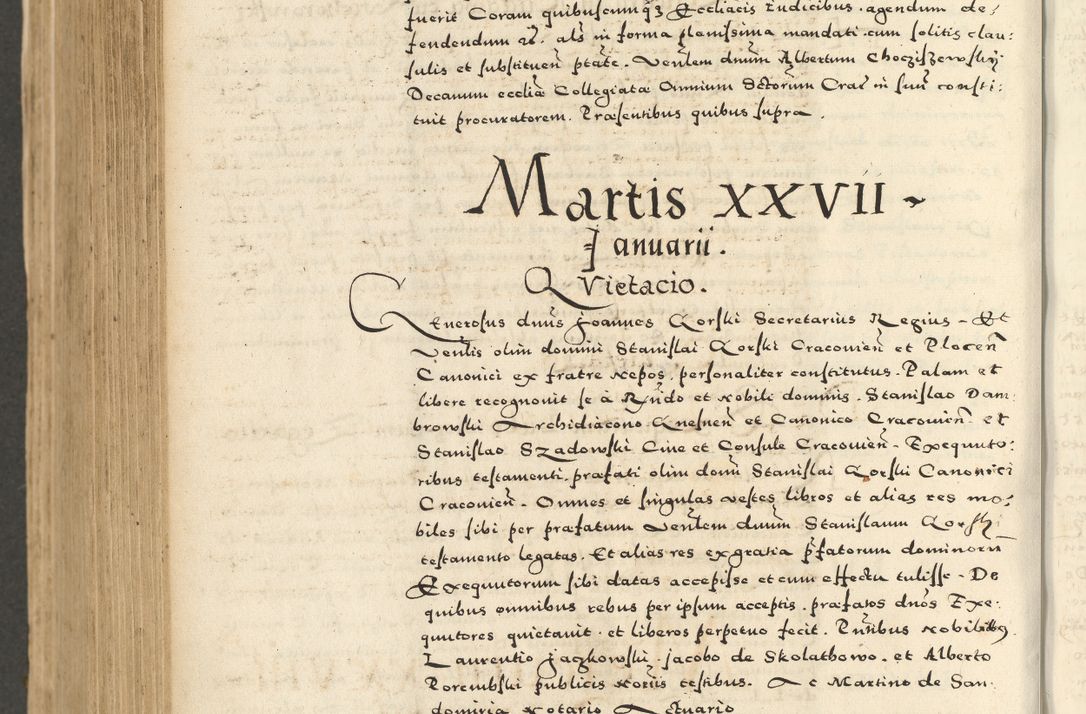 Zdjęcie nr 844 dla obiektu archiwalnego: Acta actorum causarum sententiarum deffinitiuarum, quam interloquutoriarum, decretorum, obligationum, procuratorum etc. coram Reverendo Domino Martino Izbienski de Rusiecz Archidiacono Posnaniensis, custode et in Spiritualibus Vicario generali officiali Cracoviensis, ad Annum Domini Millesimum quingentesimum Sexagesimum Nonum cuius indictio duodecima, Pontus Sanctissimi Pii Papae Quinti Annus quartus foeliciter continuantur