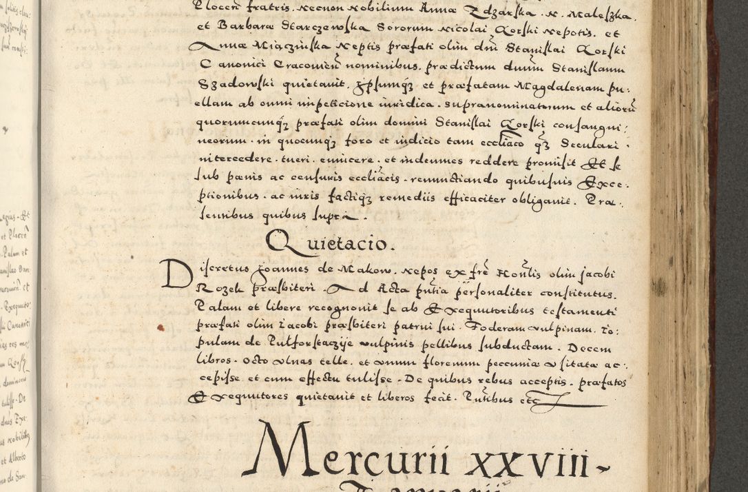 Zdjęcie nr 845 dla obiektu archiwalnego: Acta actorum causarum sententiarum deffinitiuarum, quam interloquutoriarum, decretorum, obligationum, procuratorum etc. coram Reverendo Domino Martino Izbienski de Rusiecz Archidiacono Posnaniensis, custode et in Spiritualibus Vicario generali officiali Cracoviensis, ad Annum Domini Millesimum quingentesimum Sexagesimum Nonum cuius indictio duodecima, Pontus Sanctissimi Pii Papae Quinti Annus quartus foeliciter continuantur